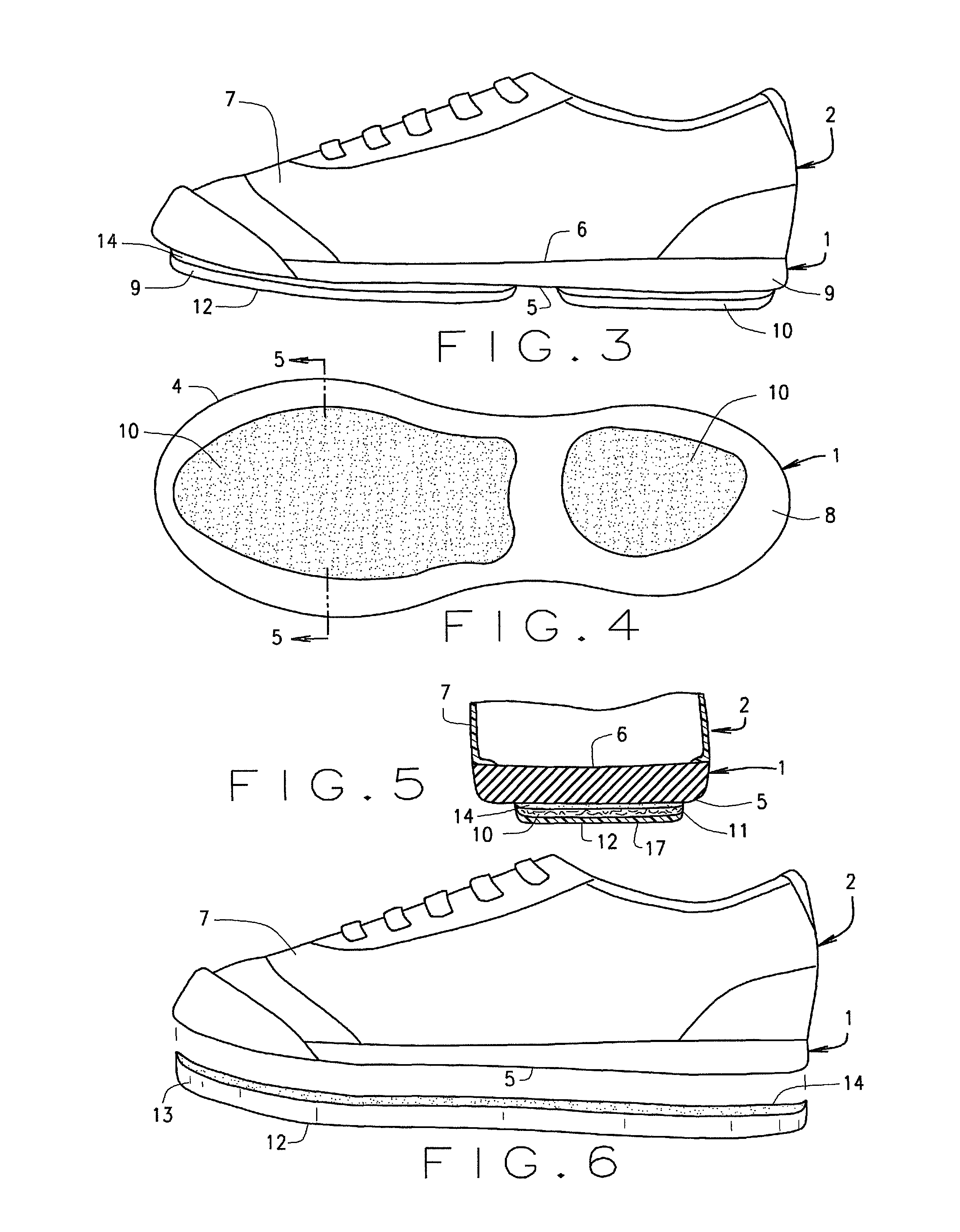 Shoe sole and method