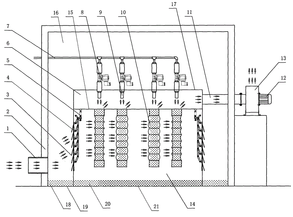 Dedusting device equipped with metal film capacitor metal spraying machine