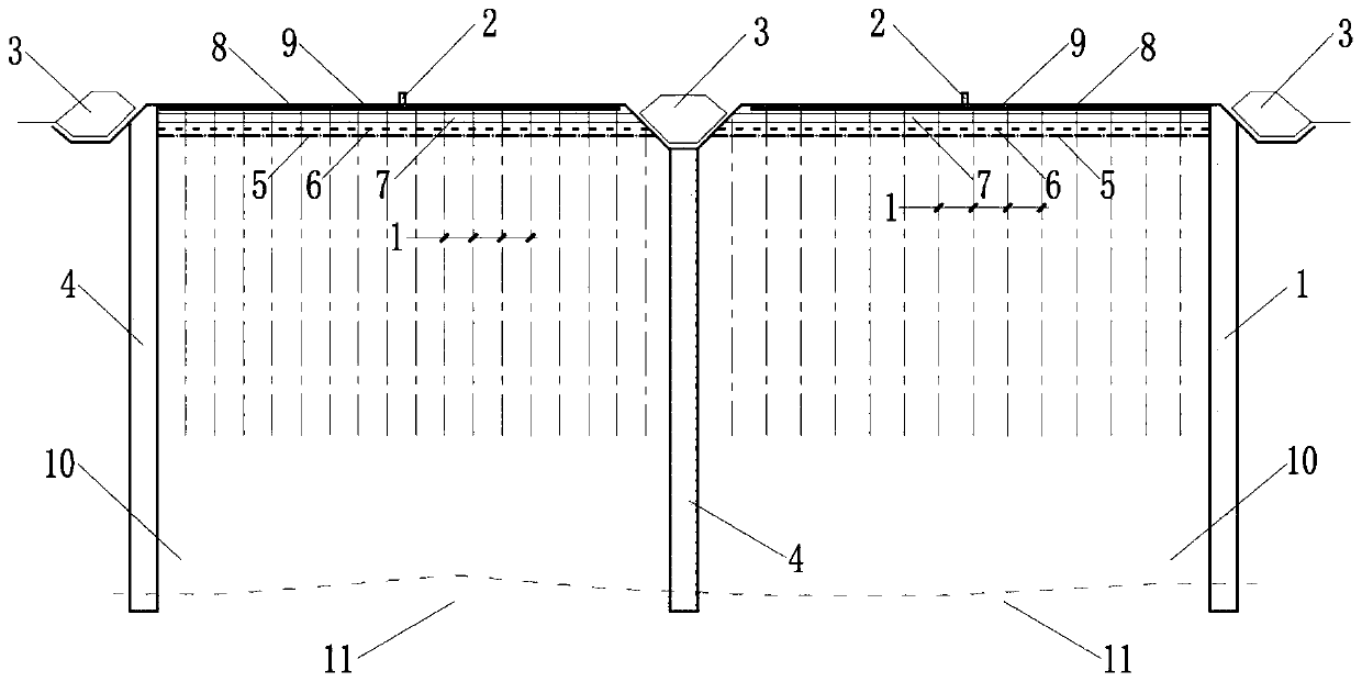 Vacuum pre-compression water-drainage consolidation method for uranium tailings mud