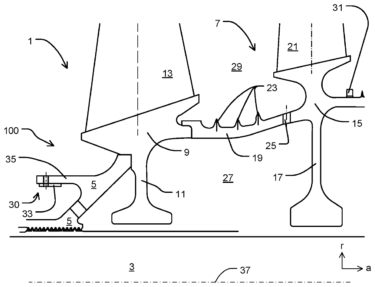 Rotor arrangement for a turbomachine and compressor