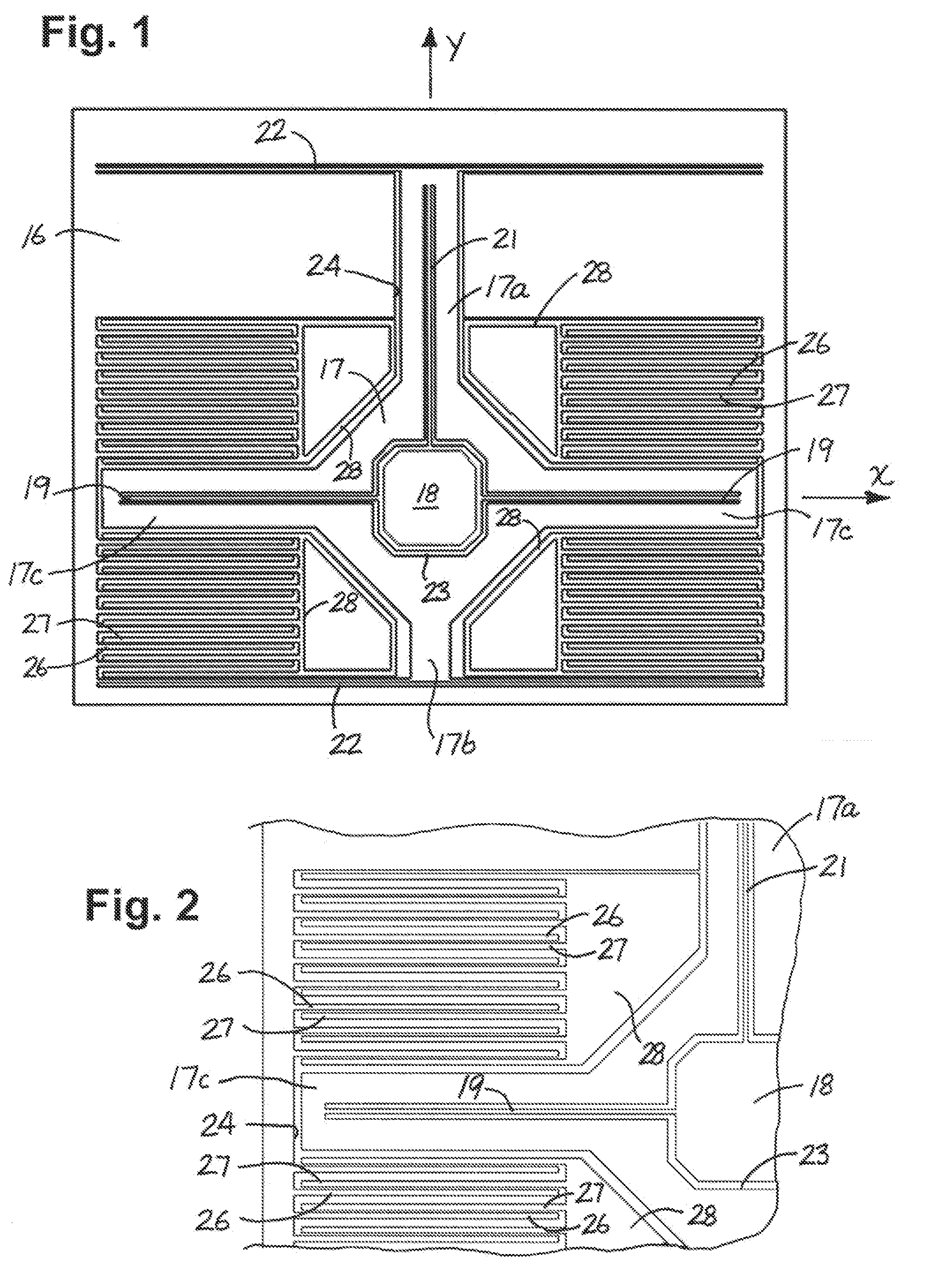 Micromachined cross-differential dual-axis accelerometer