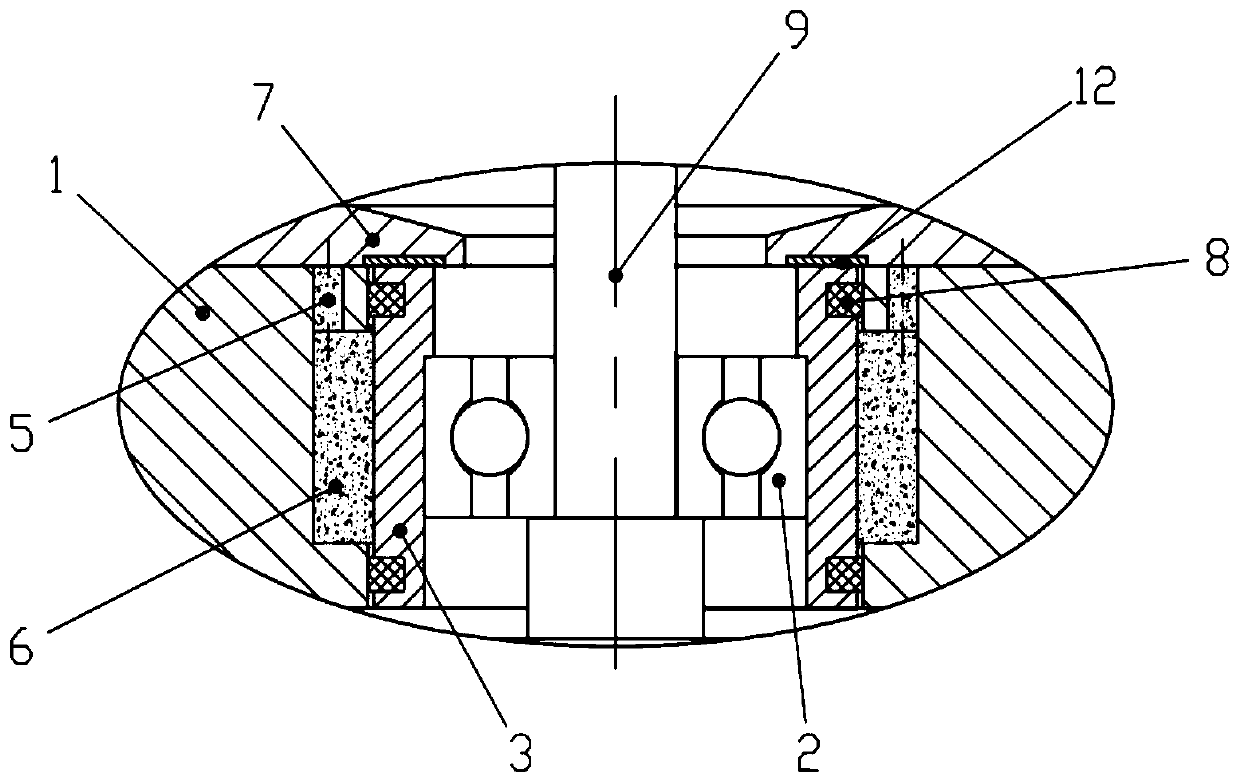 Bearing mounting structure and heat-conducting grease filling method