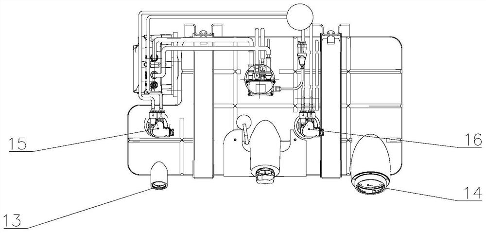 Double oil tanks and integrated double oil tank and urea tank assembly