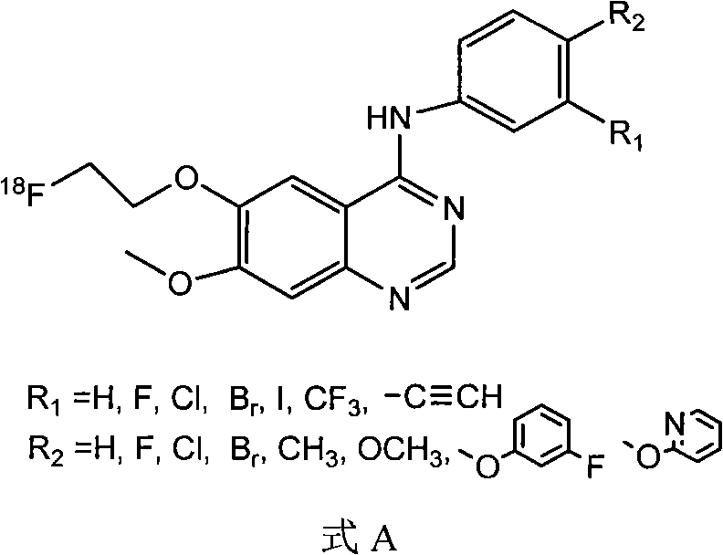 Novel &lt;18&gt;F marked 4-aminoquinazoline derivatives, and preparation methods and tumor PET development application thereof