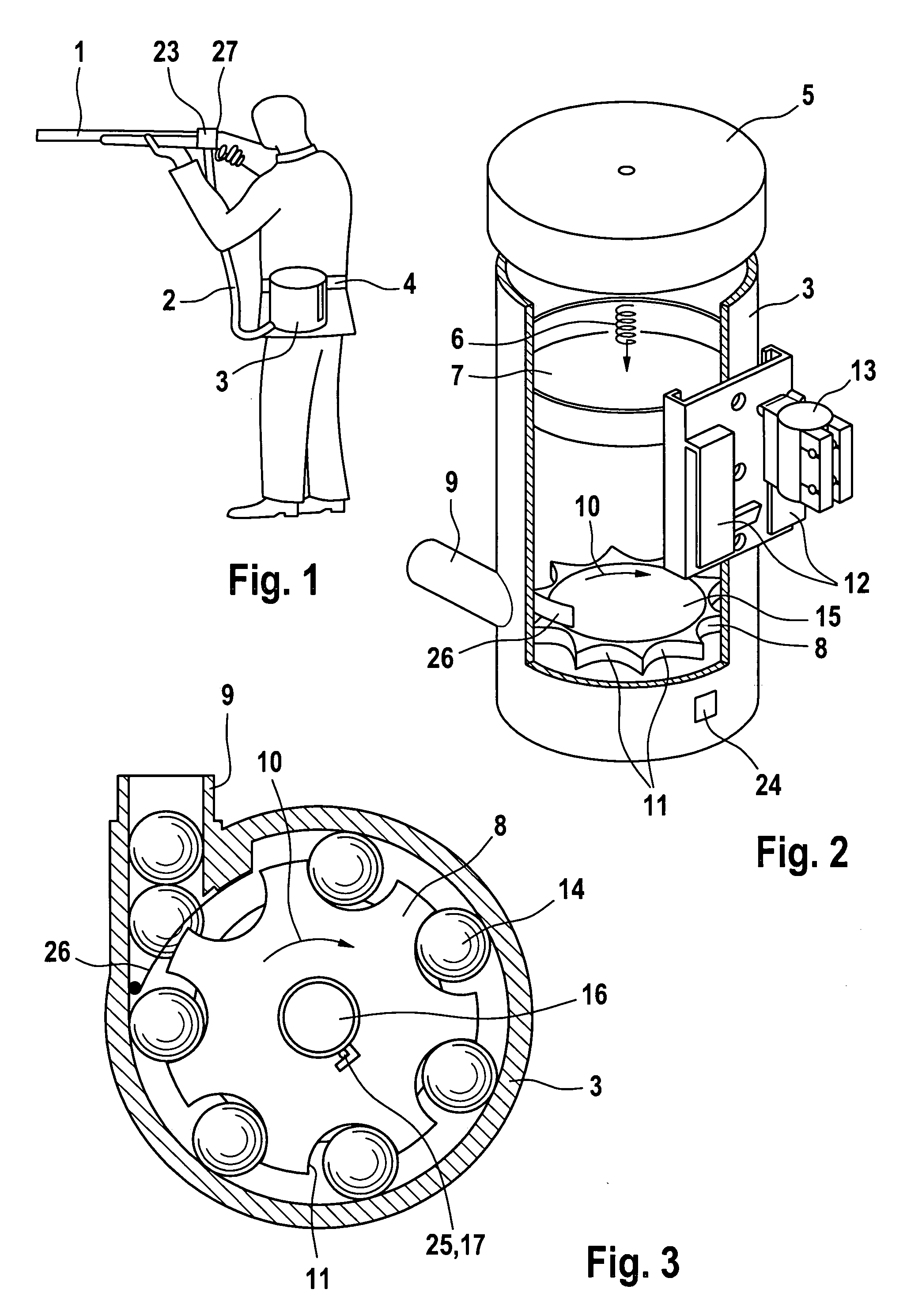 Device for storing projectile balls and feeding them into the projectile chamber of a hand gun