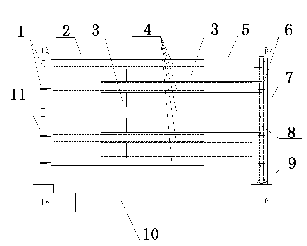 Rigid multiway displacement anticollision guardrail