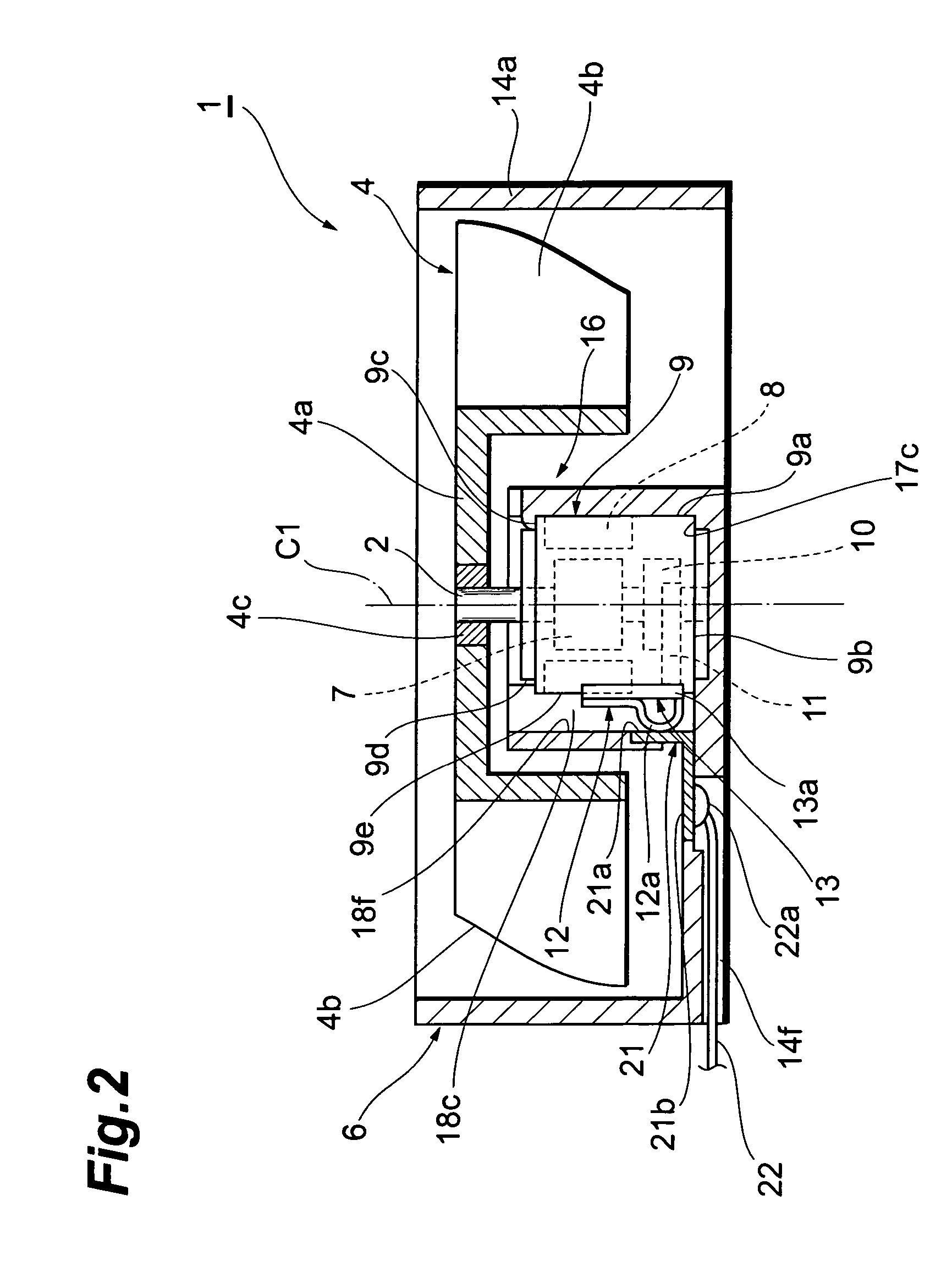 Compact fan motor and electric device comprising a compact fan motor