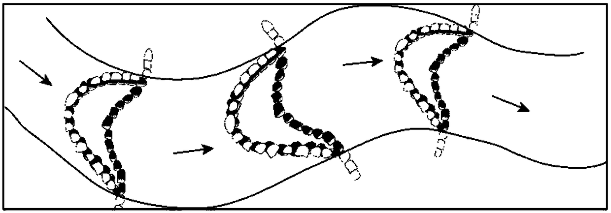 Ecological restoration structure of double-layer arc-shaped riverbed