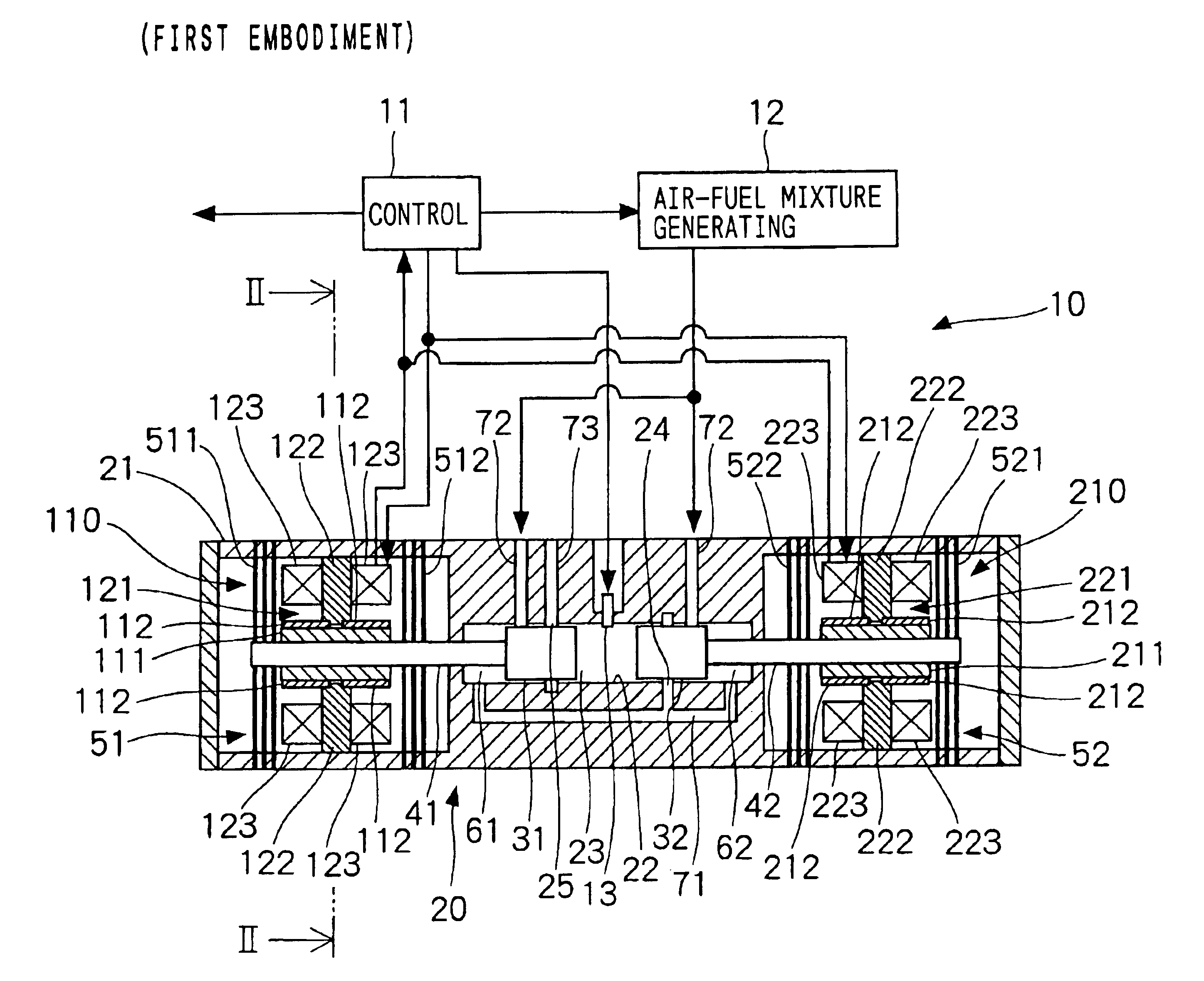 Free piston engine and power generation system therewith