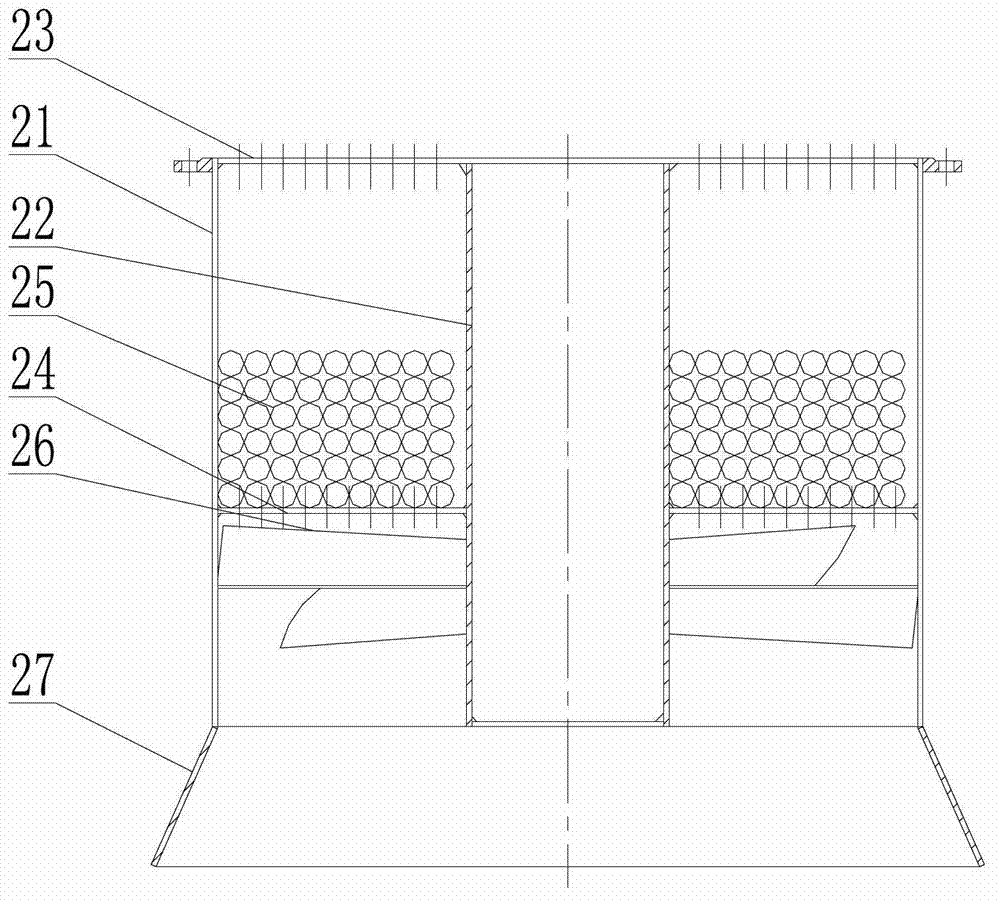 Smoke gas desulfurization dust removal device by turbulent ball type turbocharging acceleration