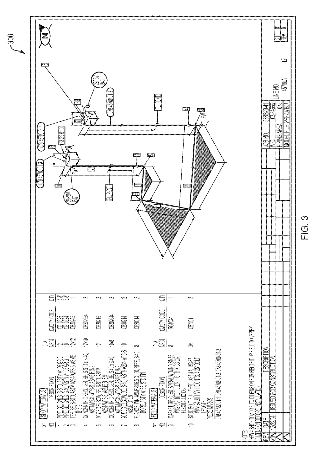 Quality control isometric for inspection of field welds and flange bolt-up connections