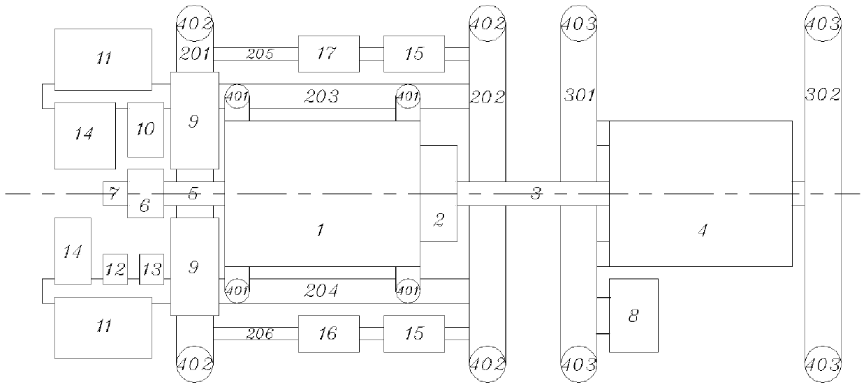 Split-type hydraulic transmission power system for internal-combustion motor train unit