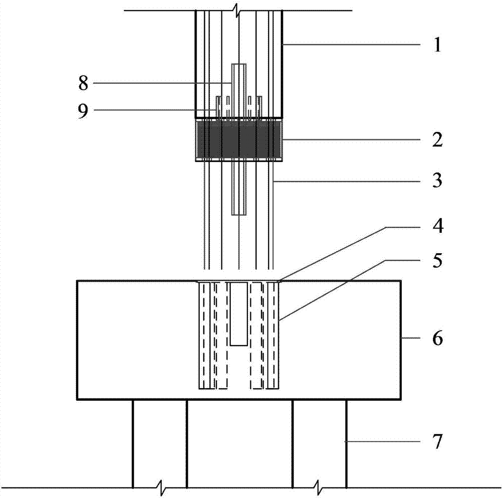 Joint connection mode for prefabricated spliced bridge pier with flexible layer arranged at bottom of pier and cushion cap and realization method thereof