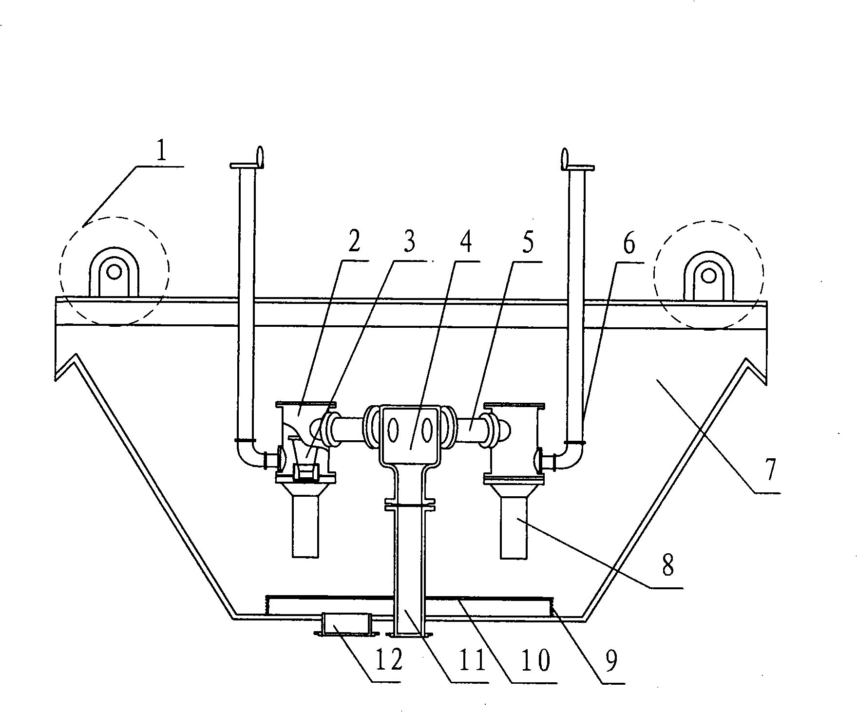 Immersed inflating and stirring device of injection type floatation cell for coal separation