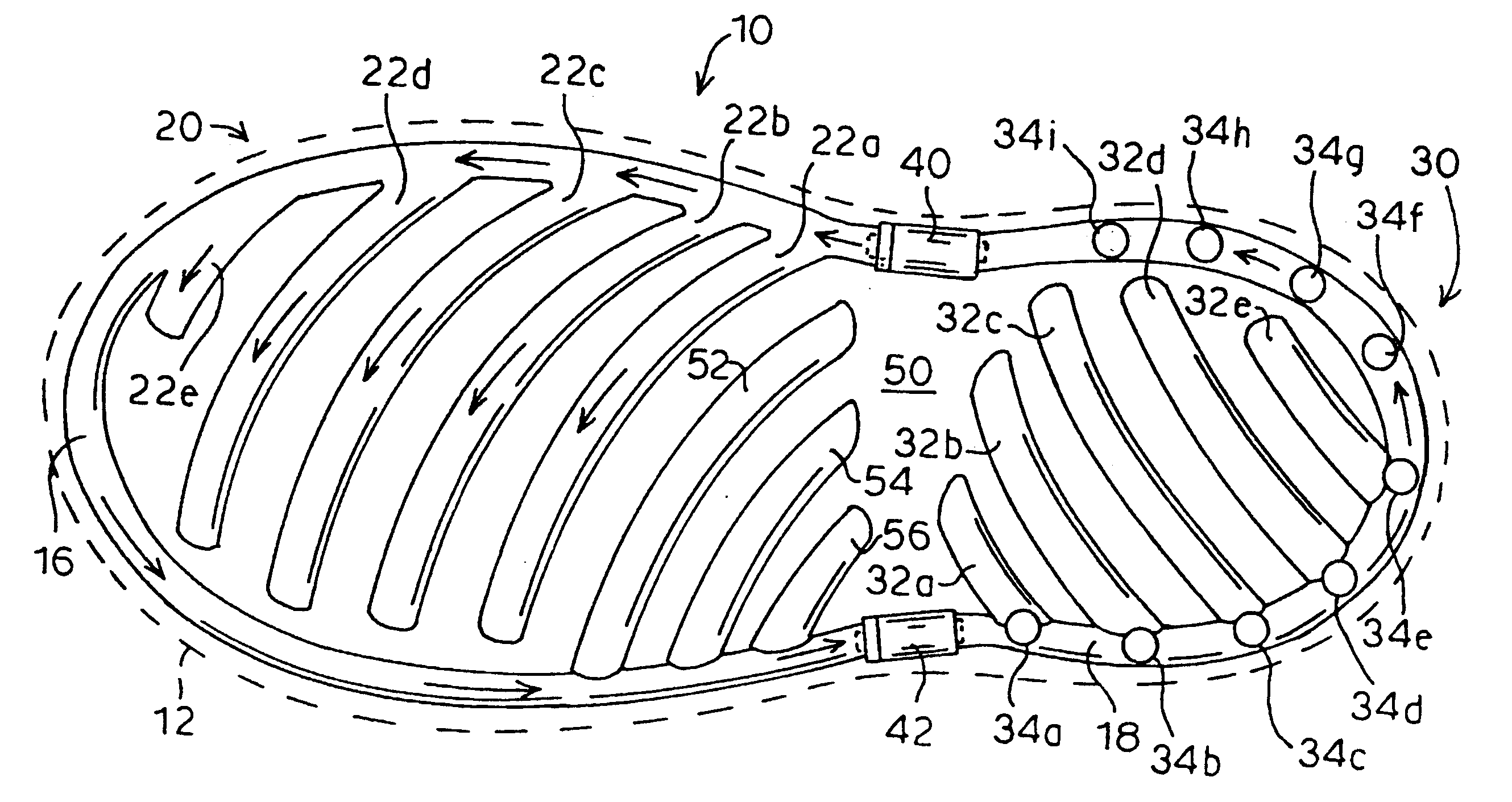 Method of controlling fluid flow transfer in shoes