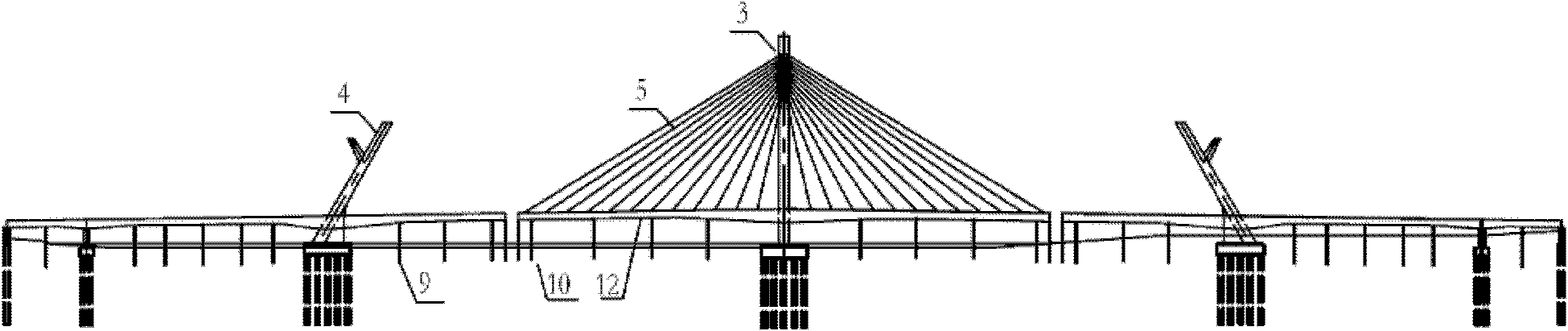 Electing method for side span overhang-middle span cable-stayed three-tower self-anchored type combination suspension bridge