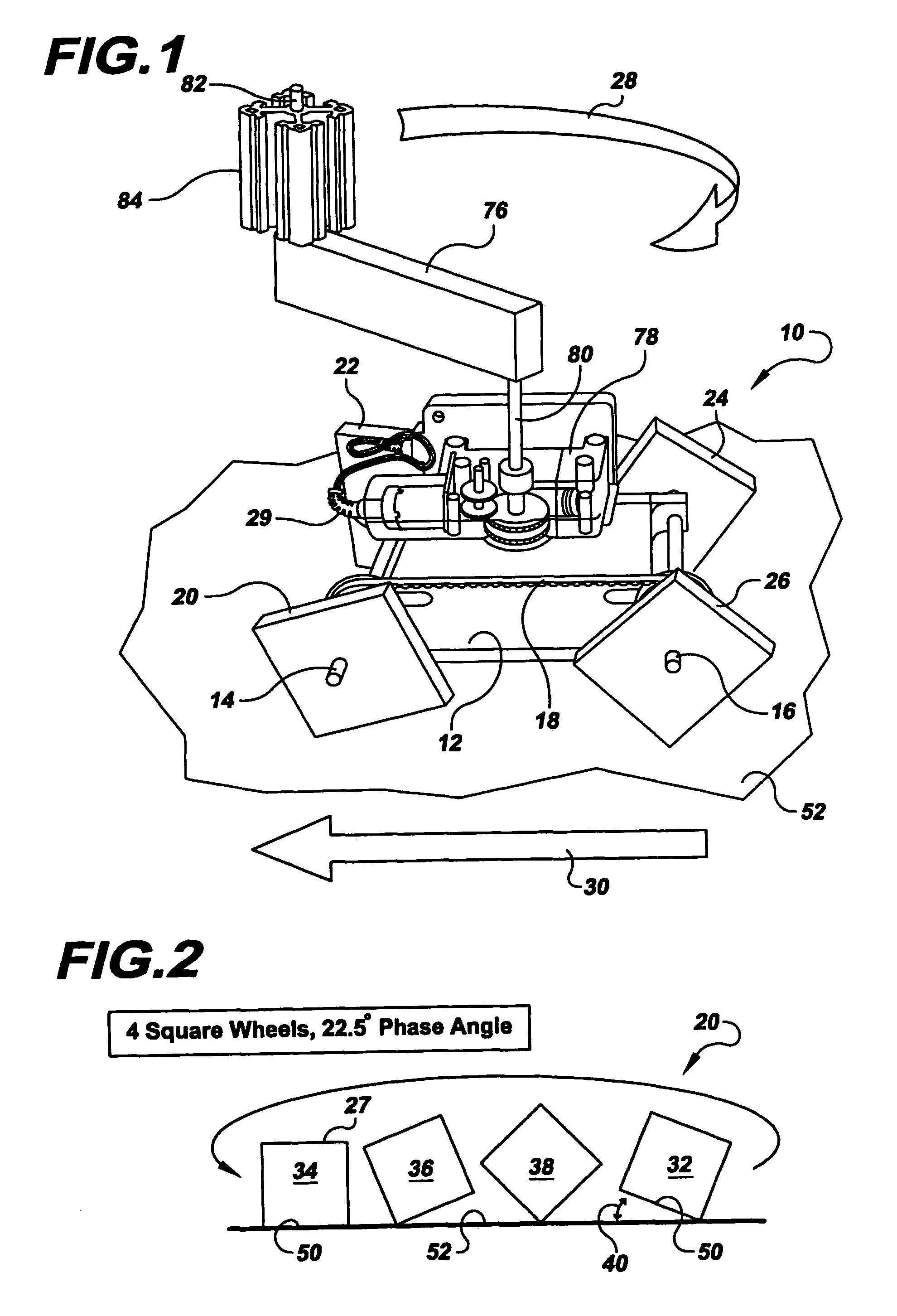 Vehicle having non-circular wheels propelled by a moving weight