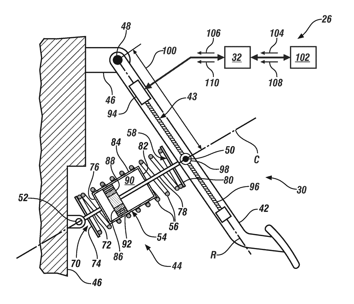 Braking system for a vehicle with an adjustable brake pedal assembly