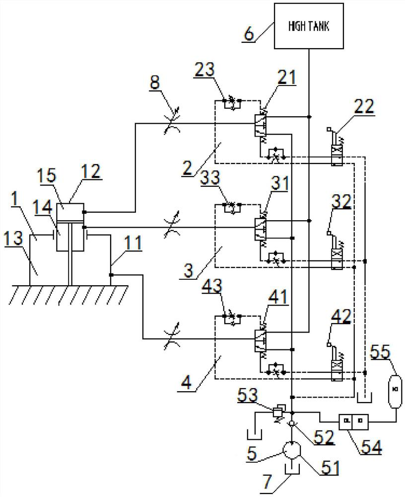 Lifting hydraulic system of tubing string and using method of lifting hydraulic system