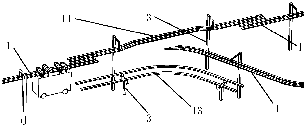 Double-track traffic track transfer system