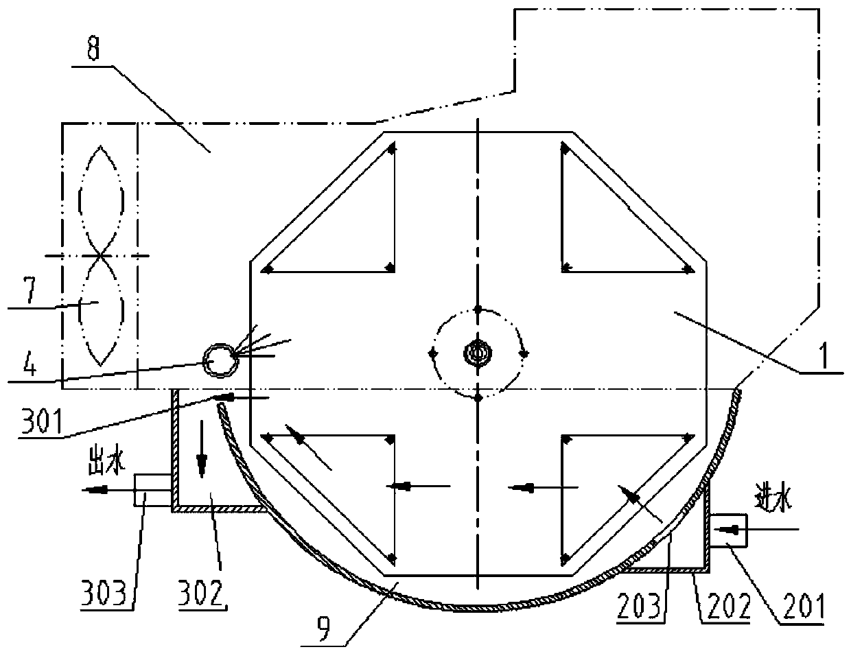 Novel cooling tower turntable and matched system thereof