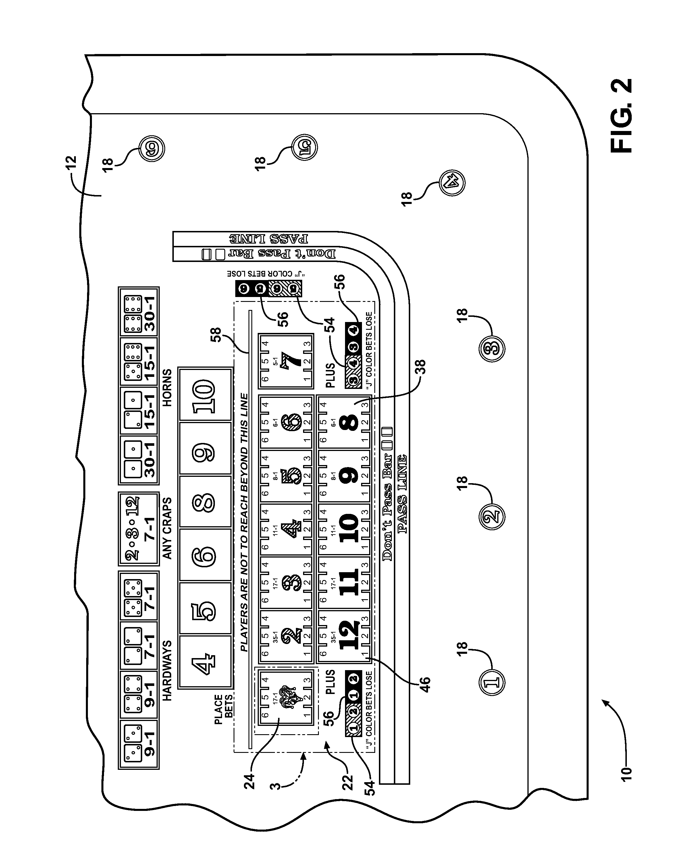 Method for playing a game similar to craps