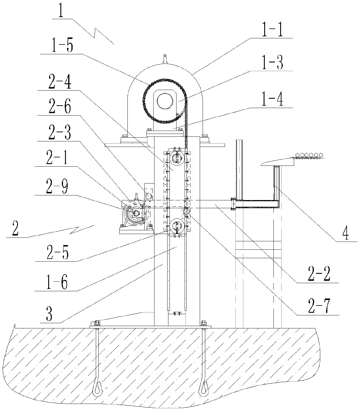 A mobile rod receiving and blanking device