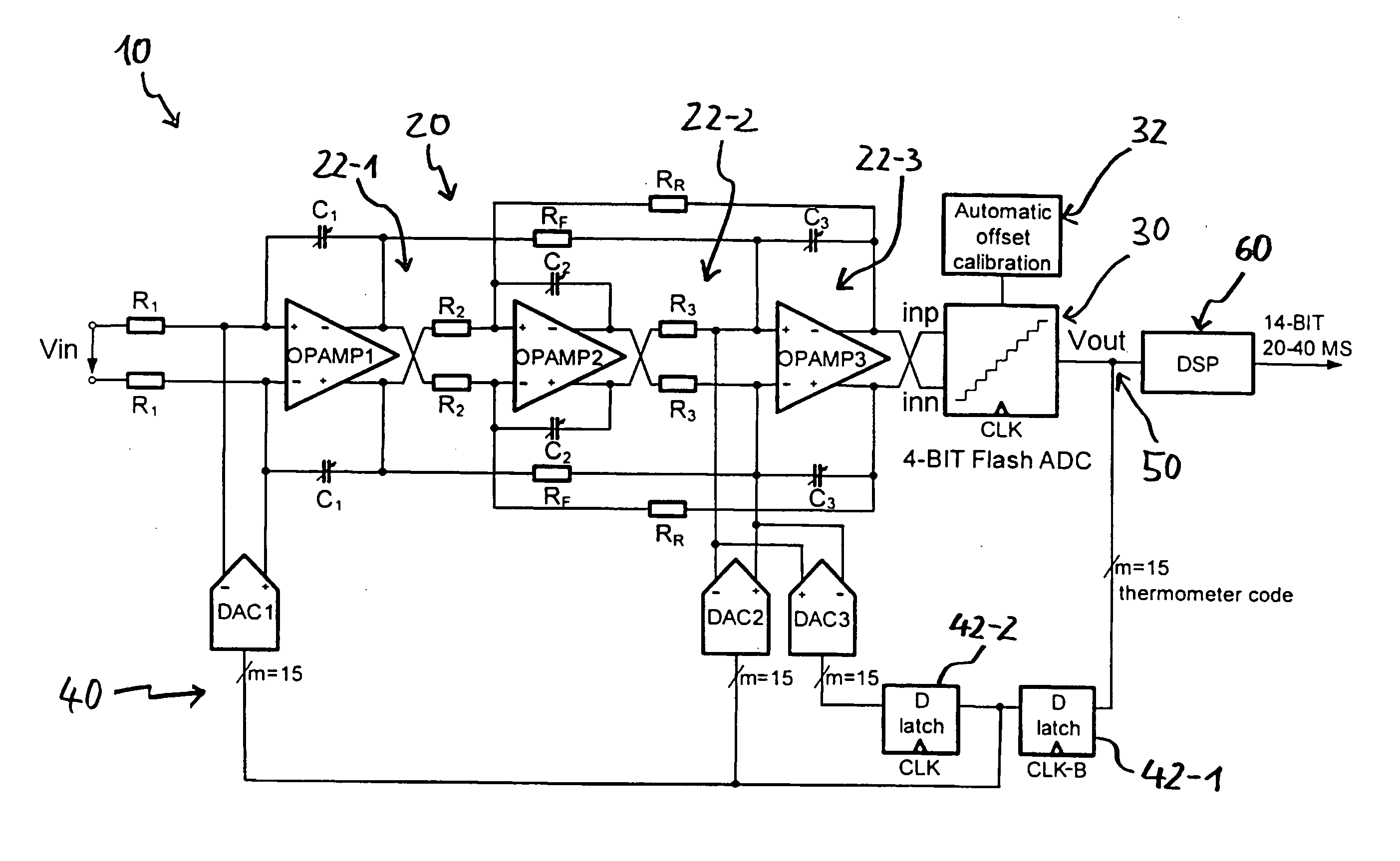 Delta-sigma analog digital converter with offset compensation