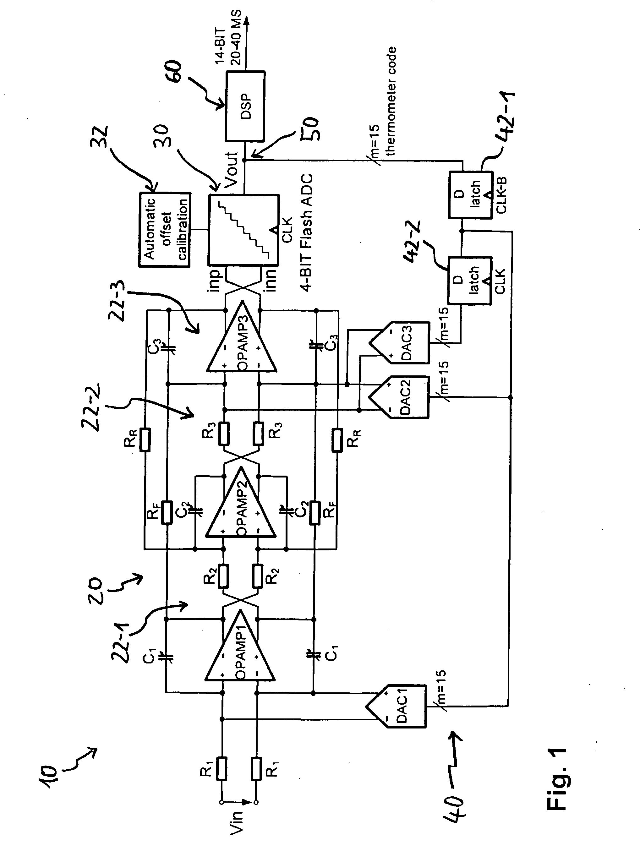 Delta-sigma analog digital converter with offset compensation