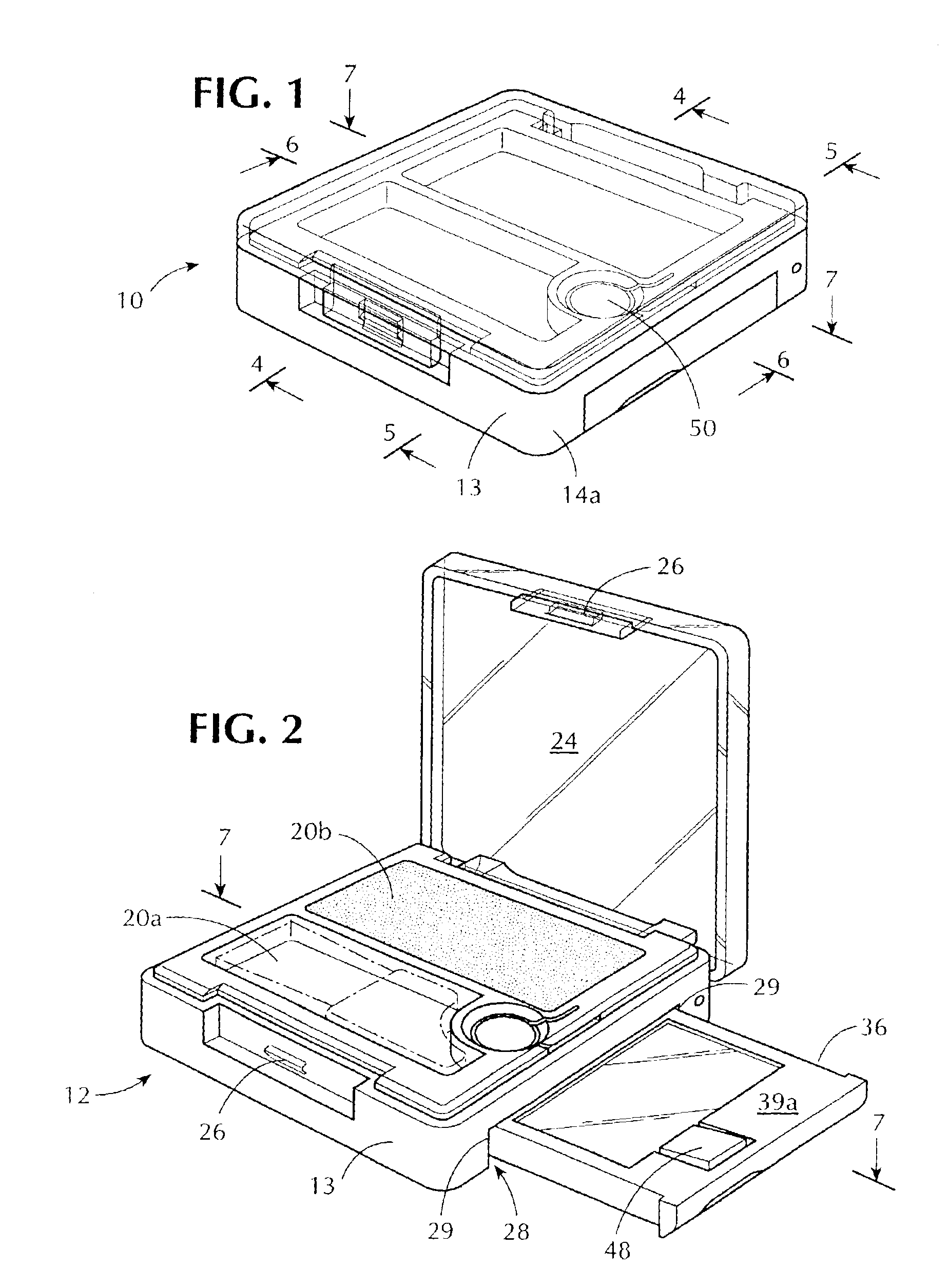 Cosmetic container with spring-biased mirror