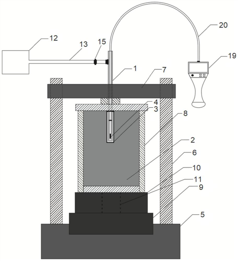 Test device and method for observing rock hydrofracture crack initiation evolution