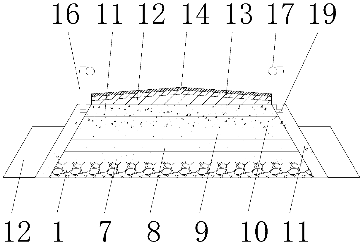 Expressway anti-scouring roadbed pavement and construction method