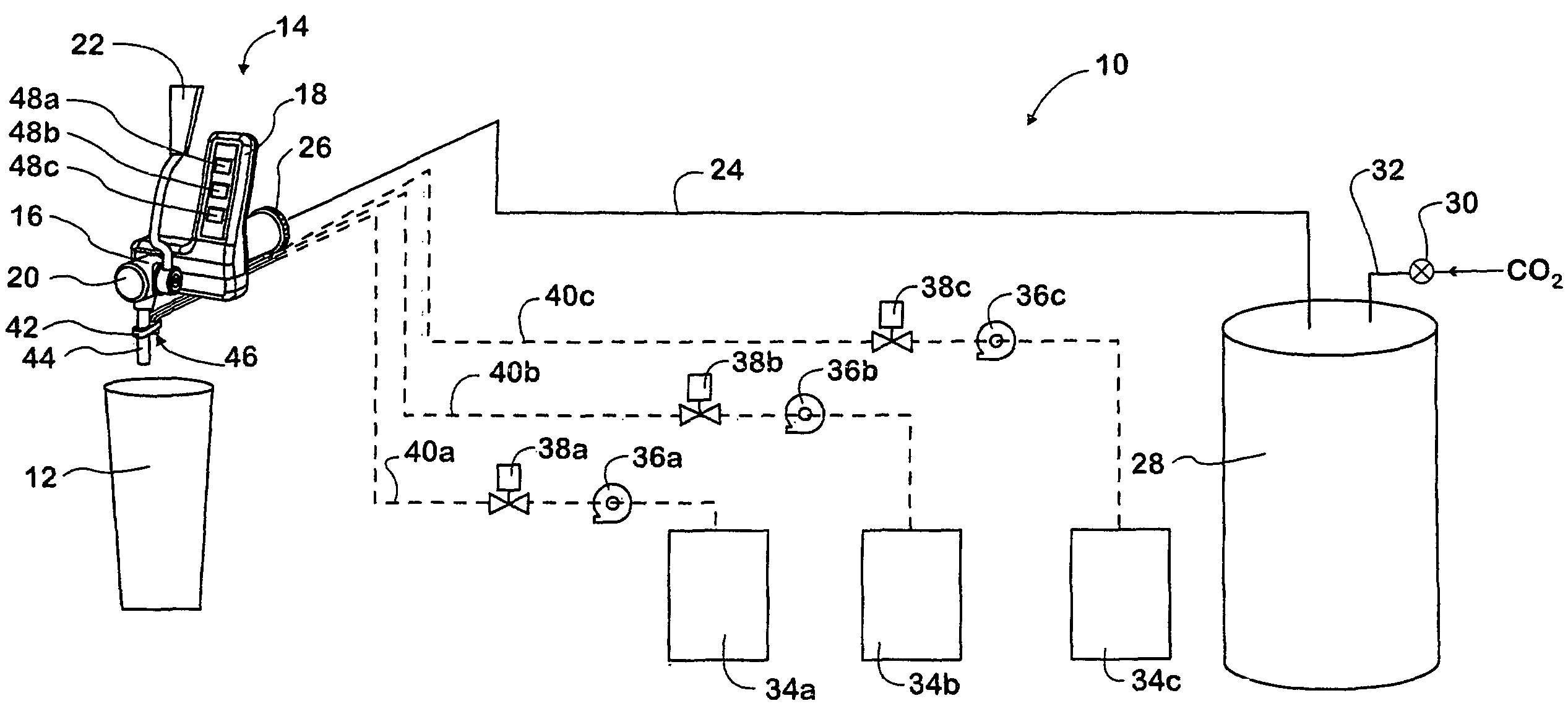 Alcoholic beverage dispenser with additive injection