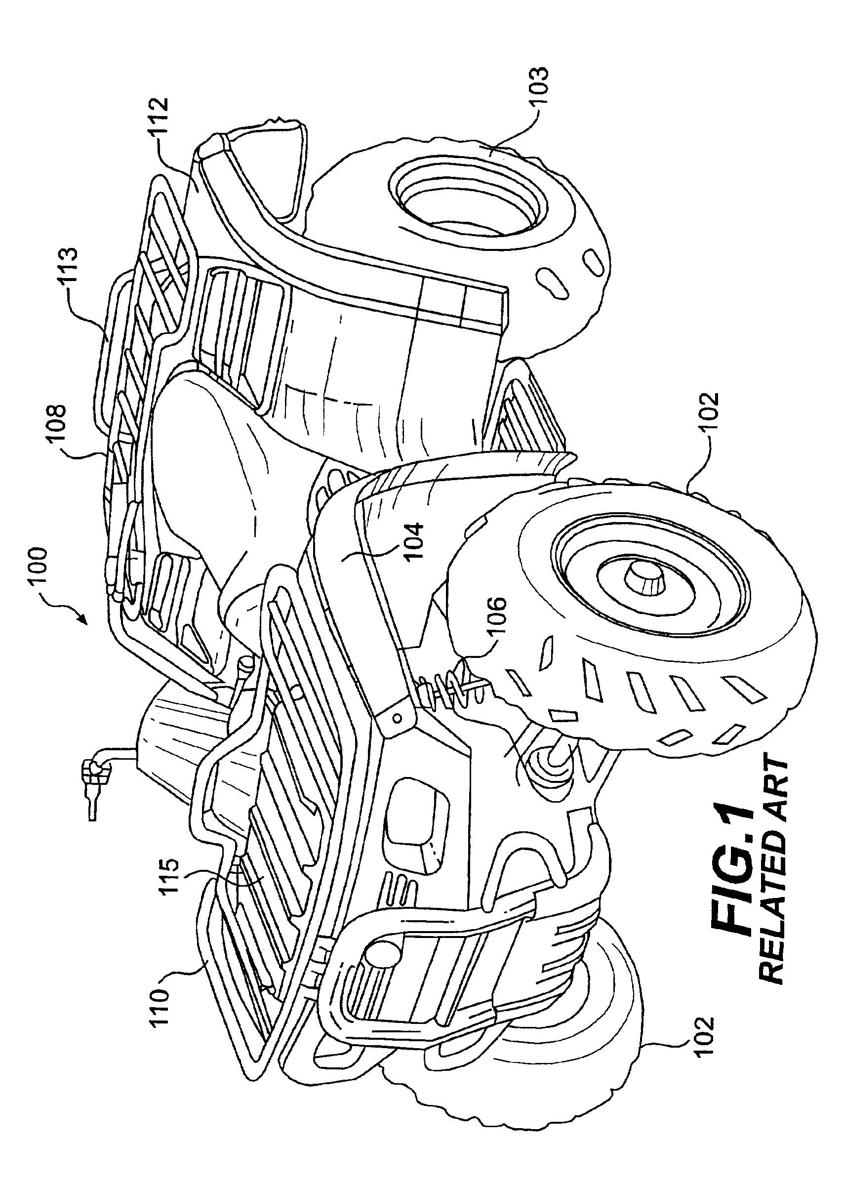Fender structure for an all terrain vehicle