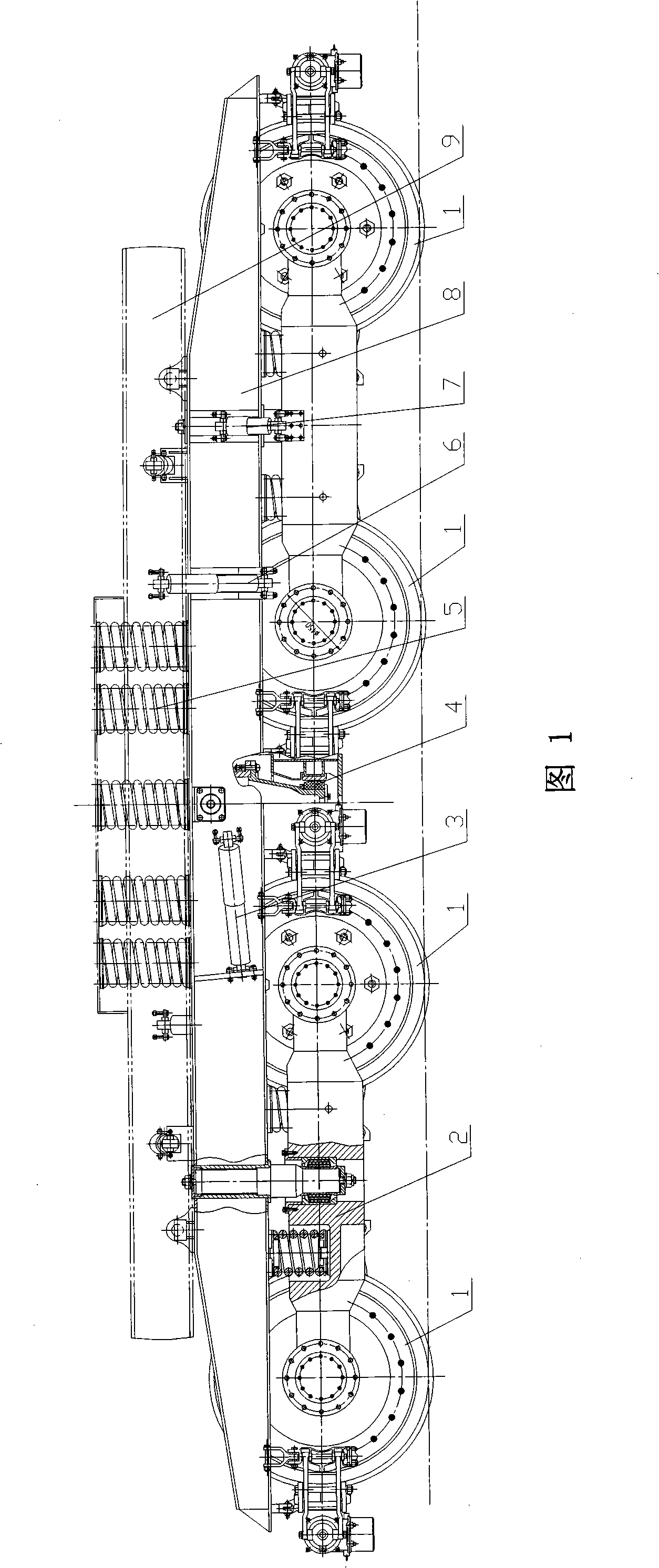 Four-shaft high-speed bogie for motorcycle