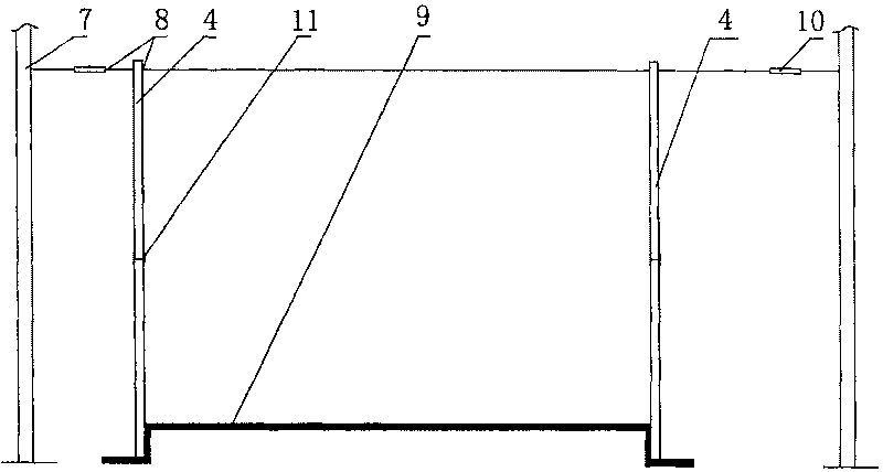 Coke oven masonry construction method employing upright line rod