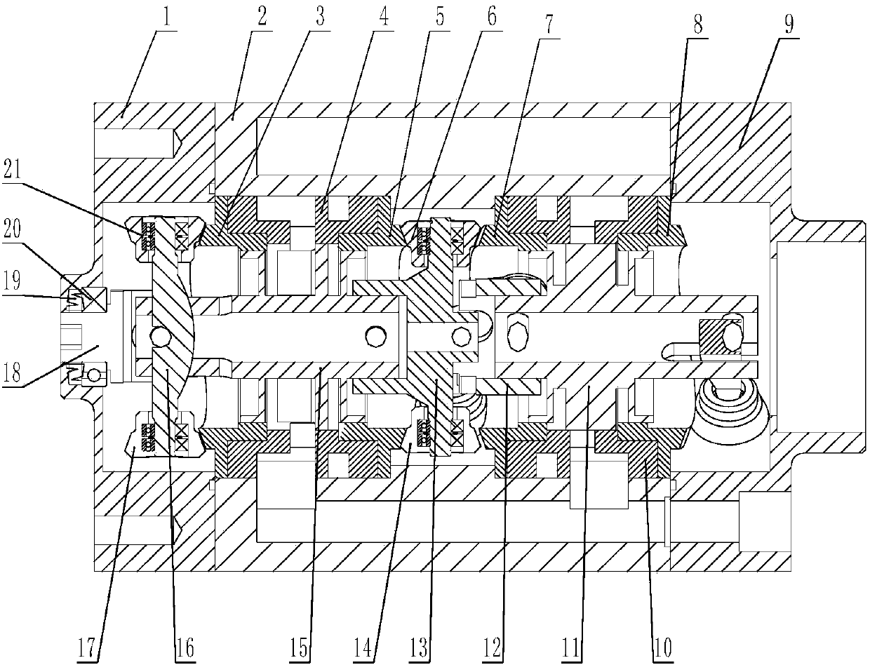 Inlet pressurizing type two-dimensional duplex piston pump