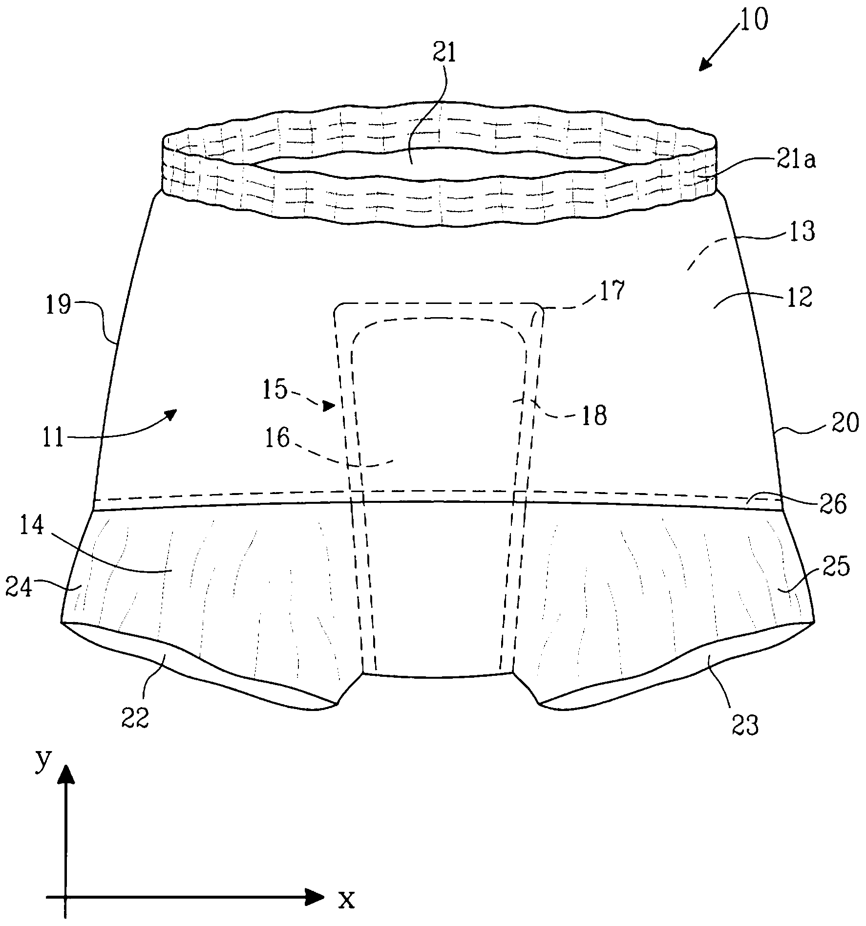 Absorbent boxer shorts with expanded crotch panel and method of making thereof