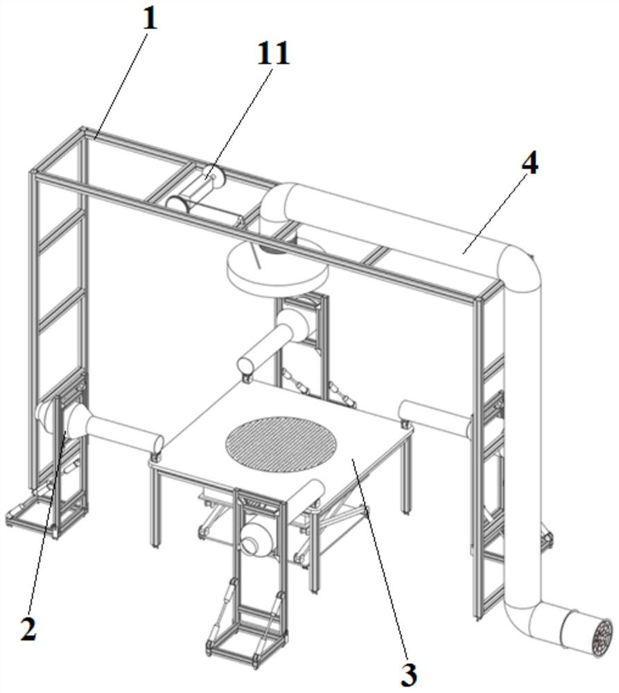 Multi-working-condition adjustable vertical vortex ventilation testing device