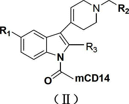 N-substituted-tetrahydropyridylindole-monoclonal antibody CD14 conjugates, and preparation method and application thereof