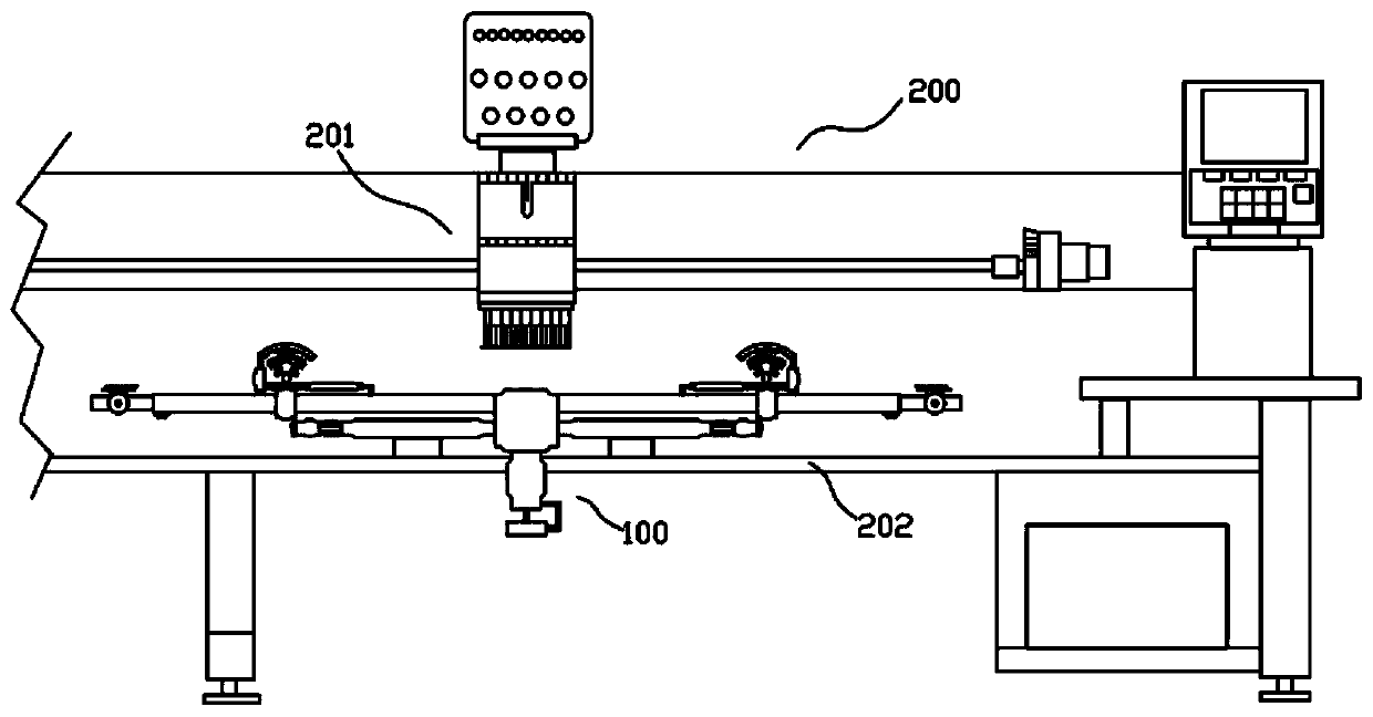 Working method of embroidering machine with fabric tensioning function