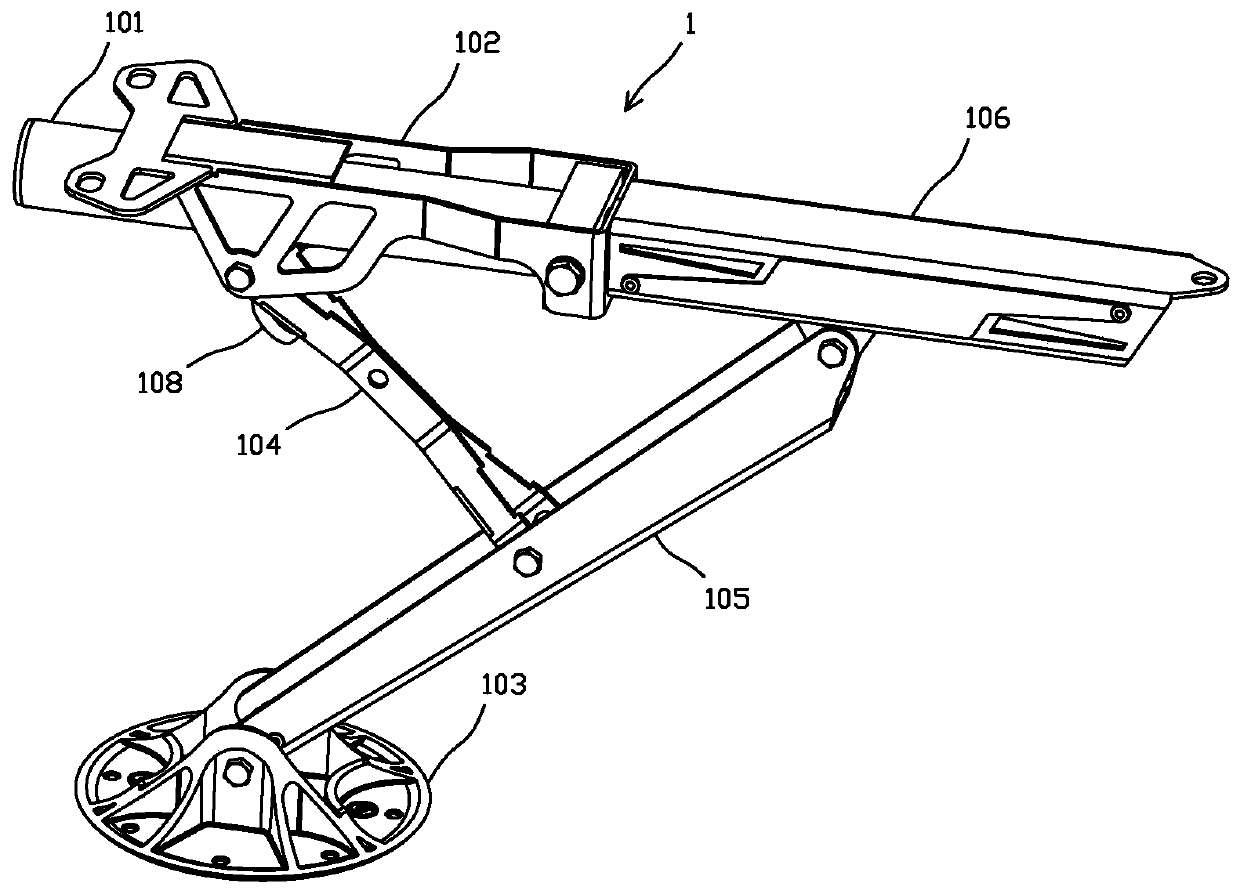 Self-balancing hydraulic lifting supporting device and application thereof