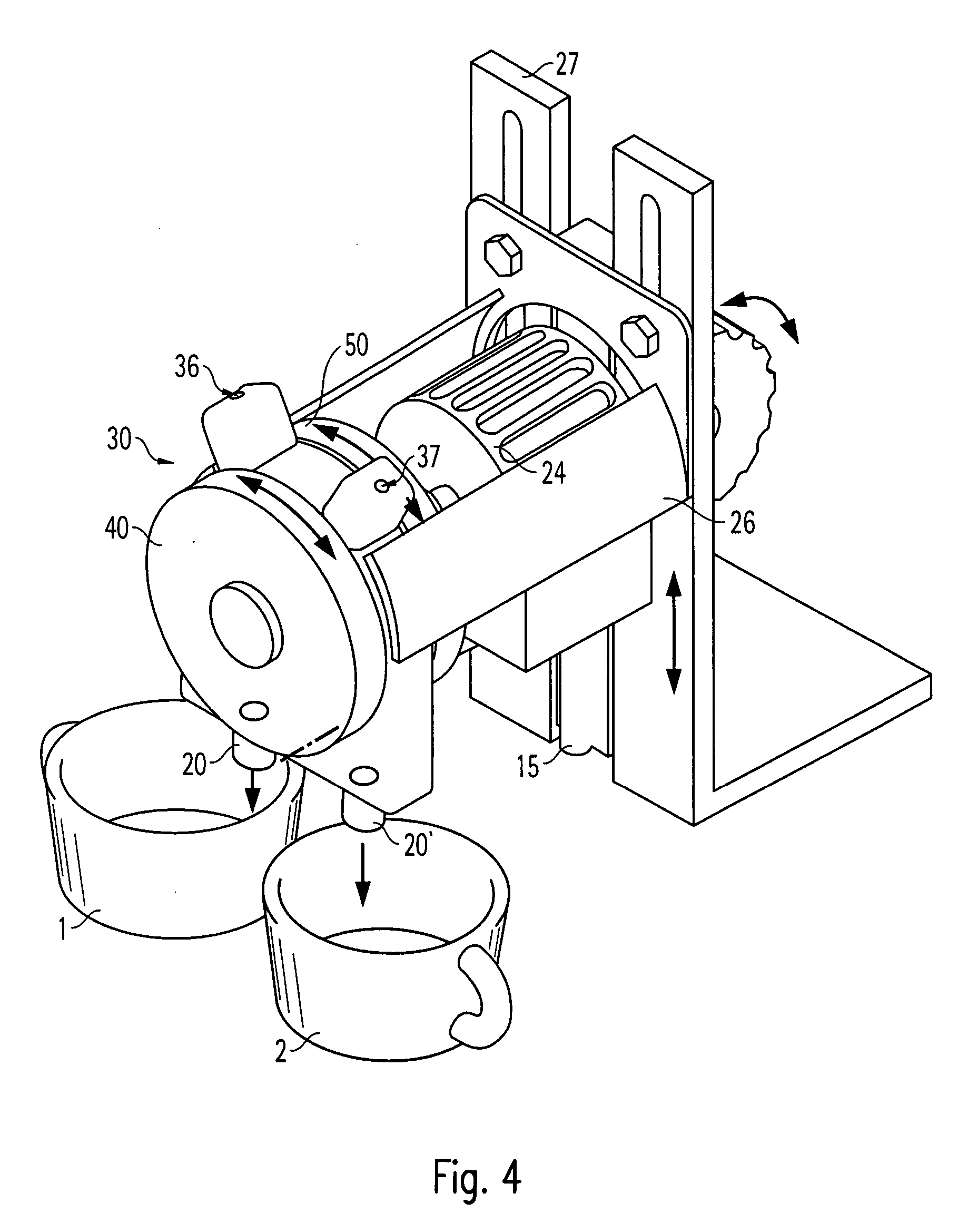 Dispensing device for drinks