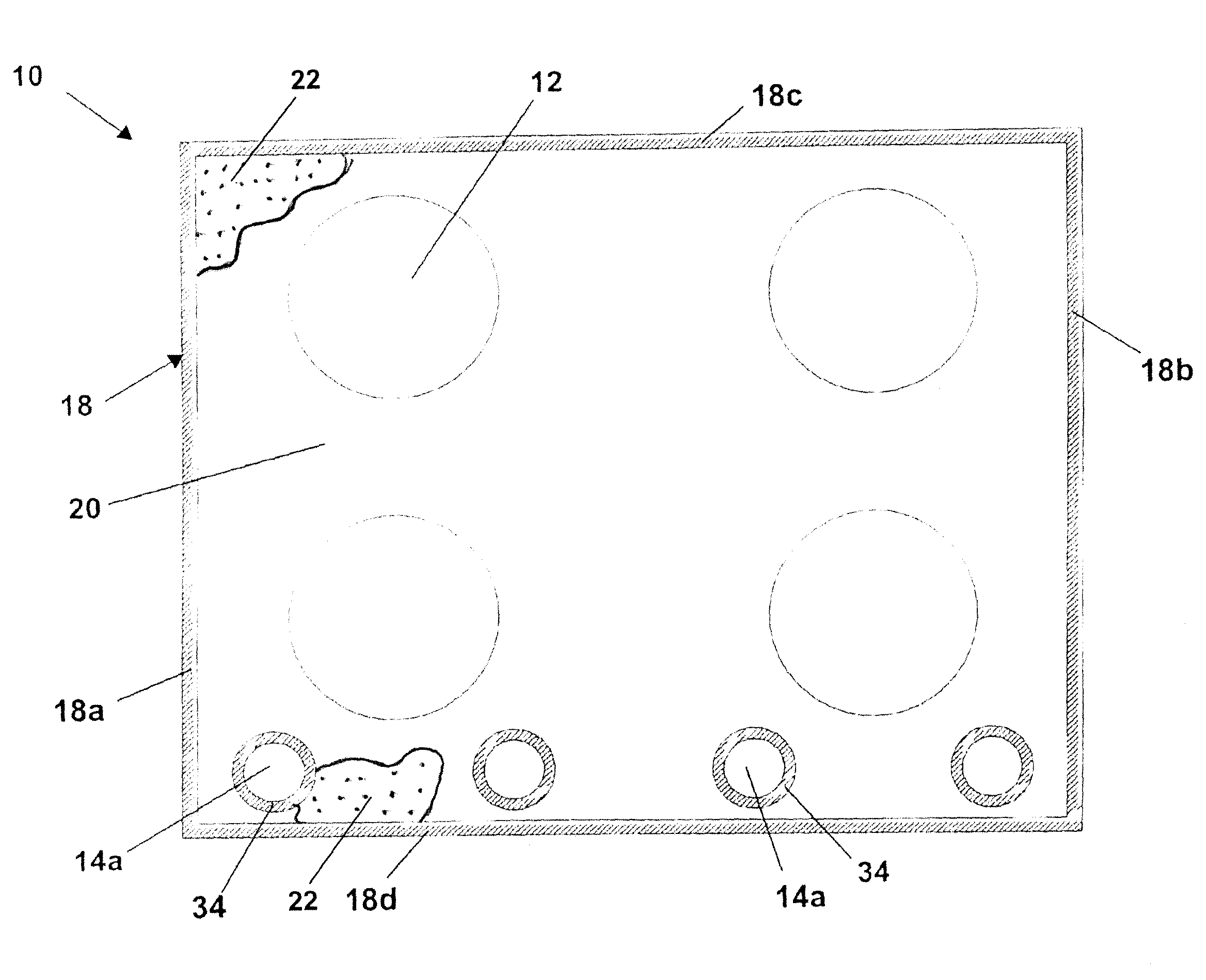 Cooking appliance surfaces having spill containment pattern and methods of making the same