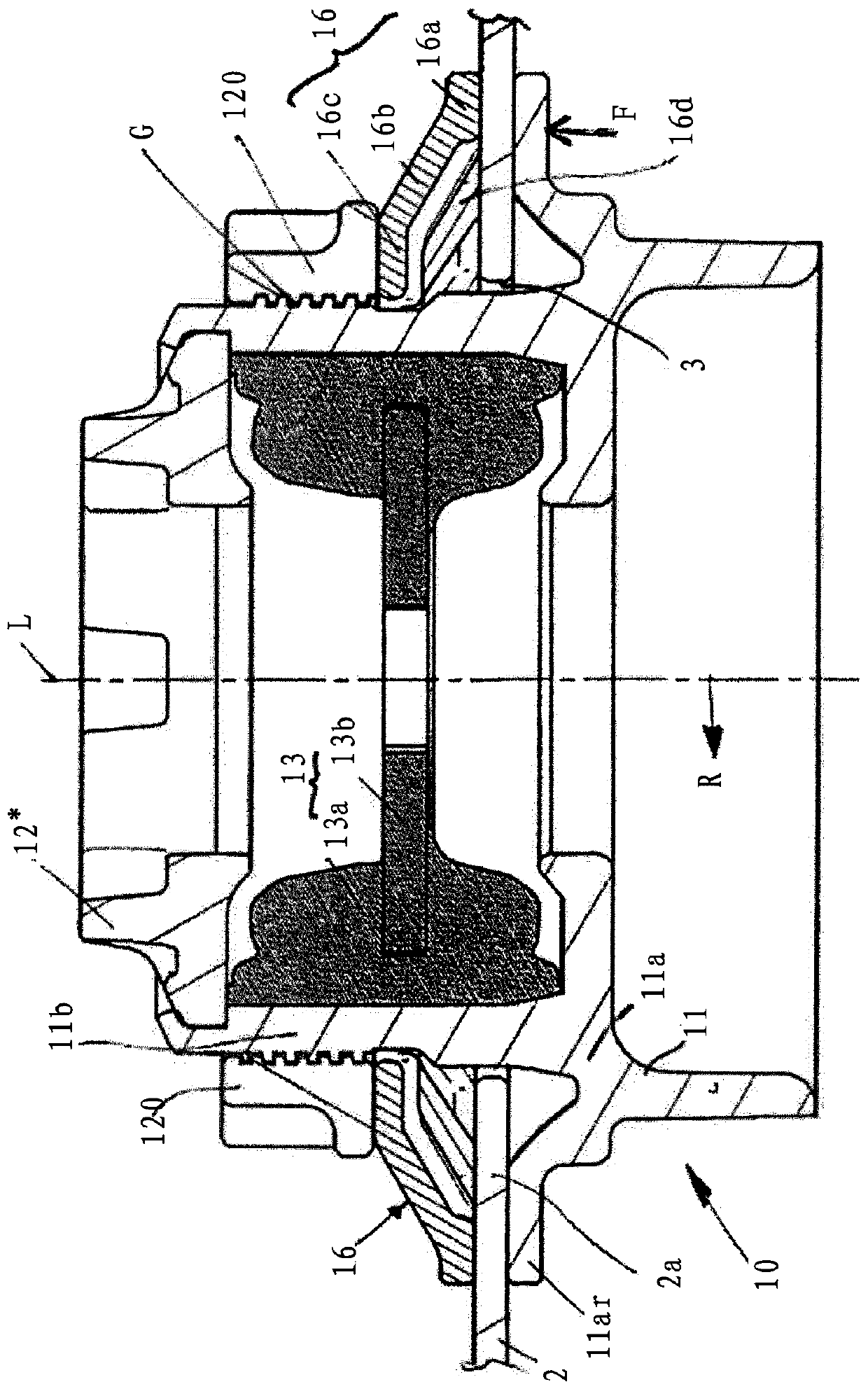 Support bearing of a vibration damper in a wheel suspension of a vehicle