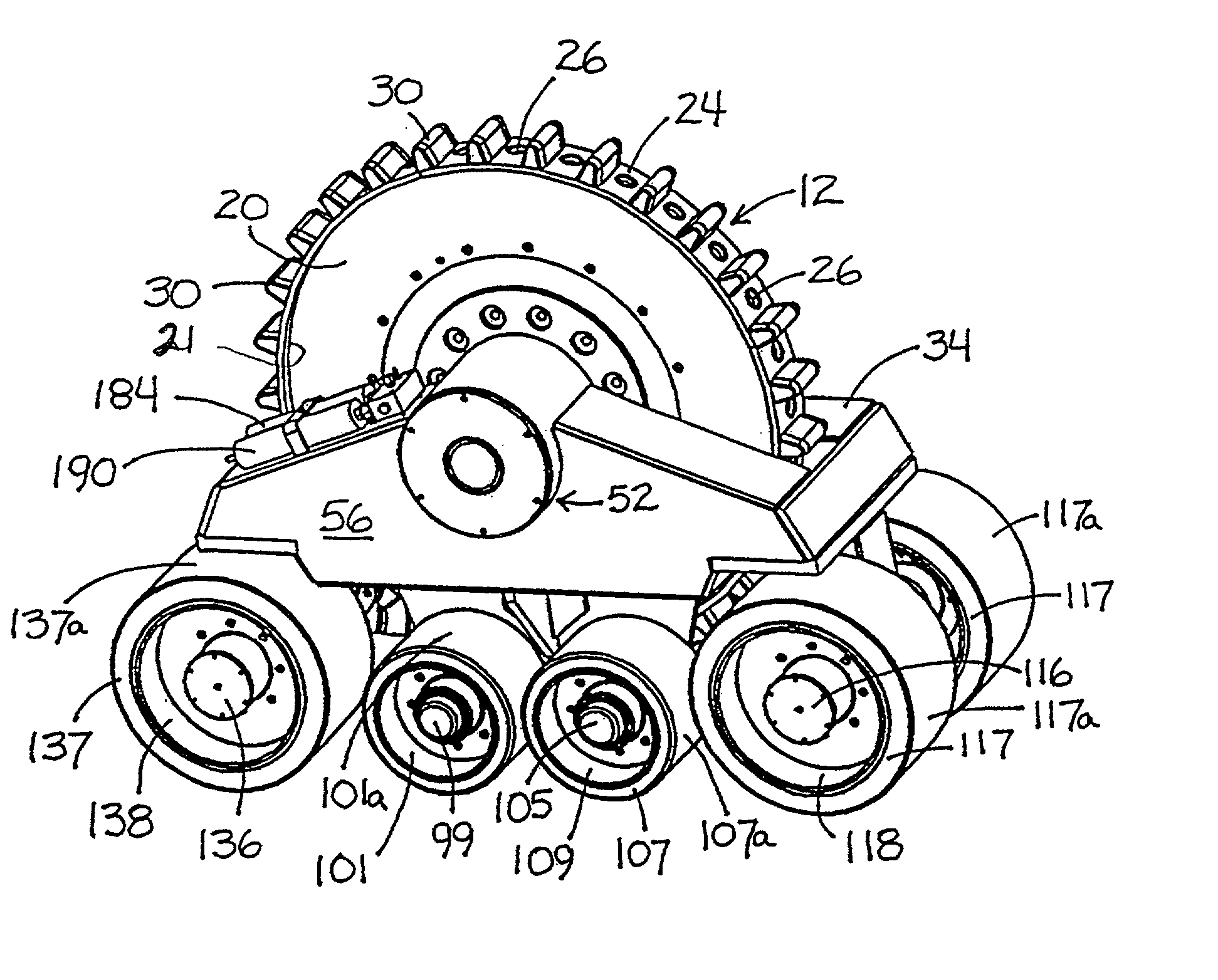 Drive wheel for track apparatus