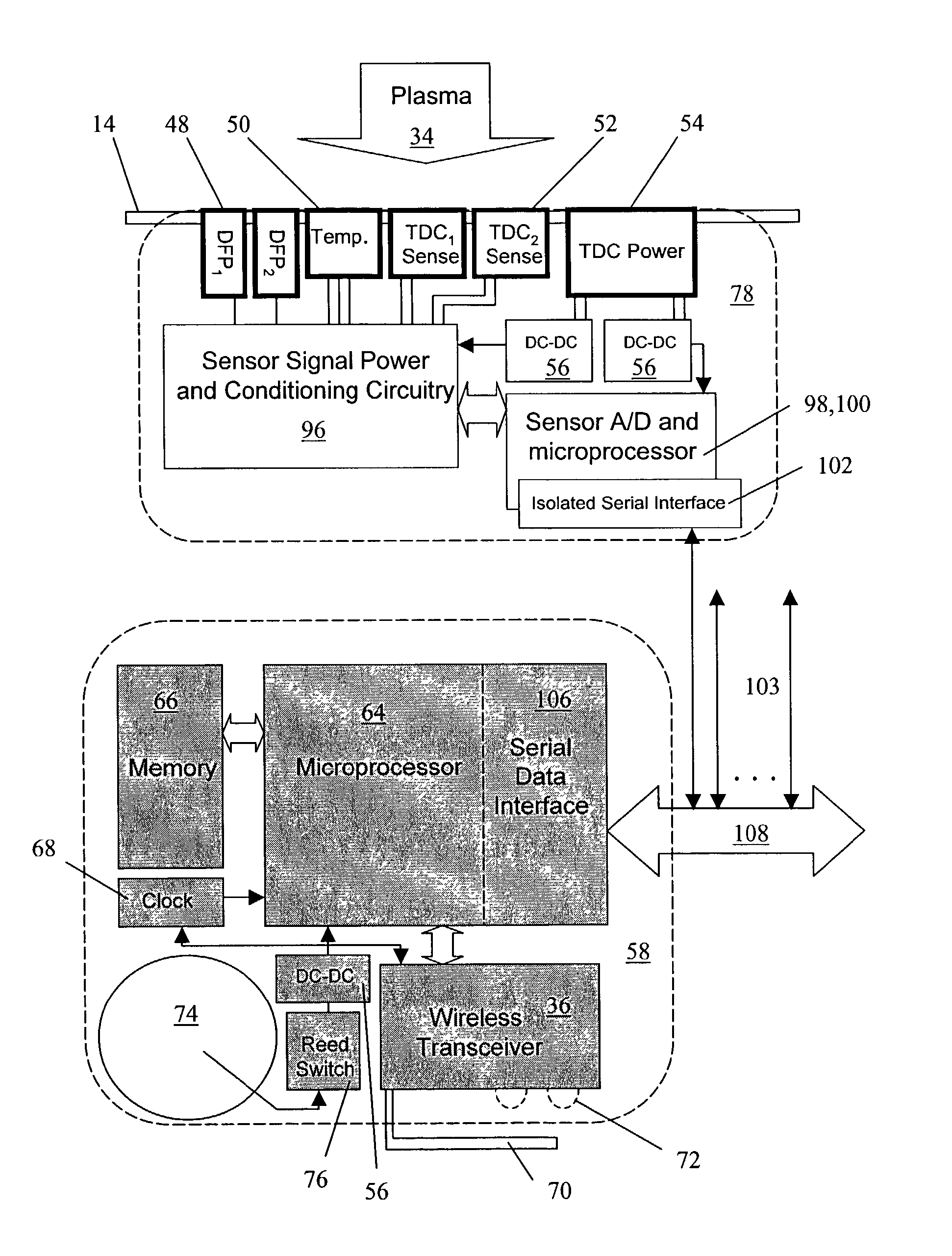 Wafer probe for measuring plasma and surface characteristics in plasma processing enviroments