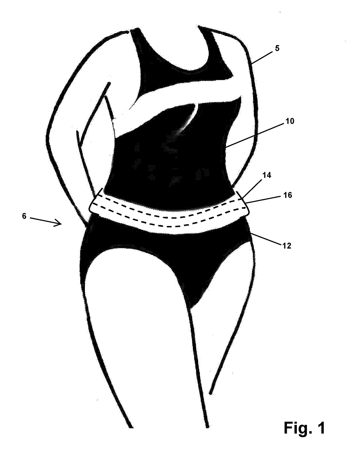 One-piece swimsuit garment with openable waist