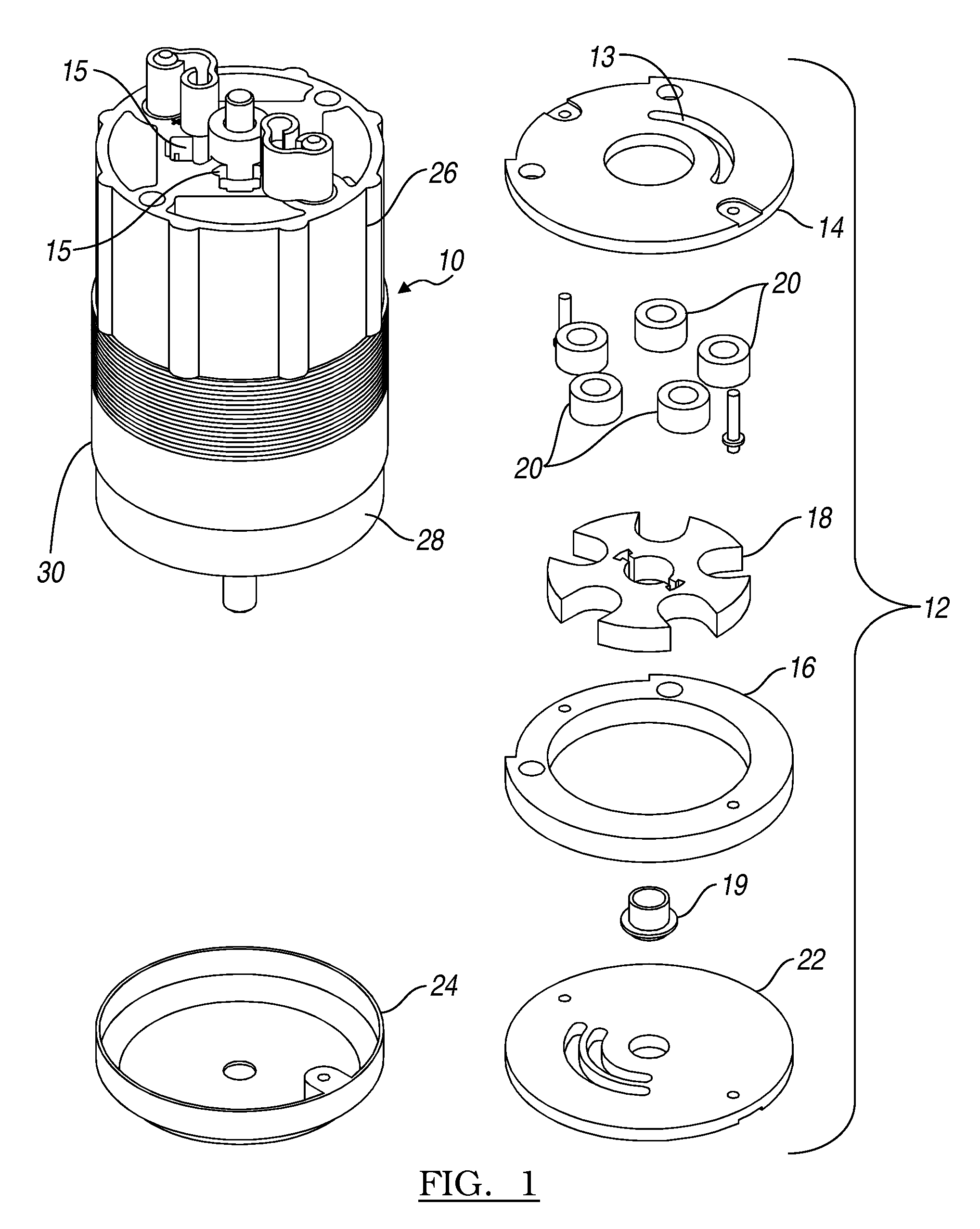 BLDC motor and pump assembly with encapsulated circuit board