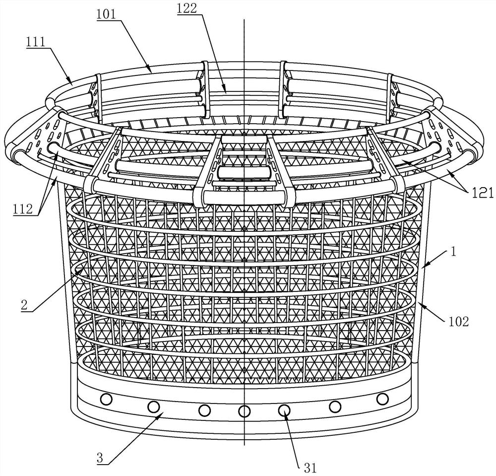 Putting-facilitating deep-sea aquaculture net cage for stichopus japonicus